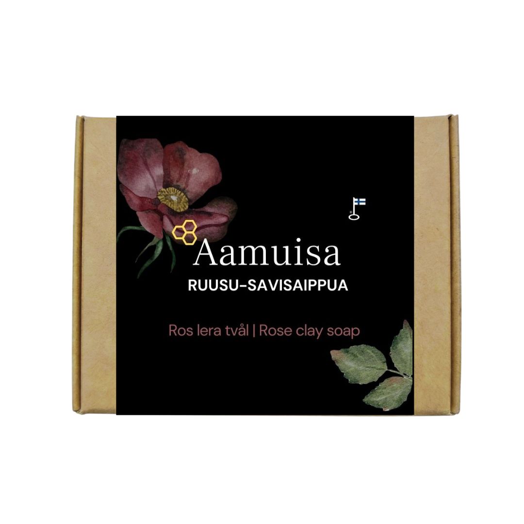 Ruusu-savisaippua pahvirasiassa 120 grammaa